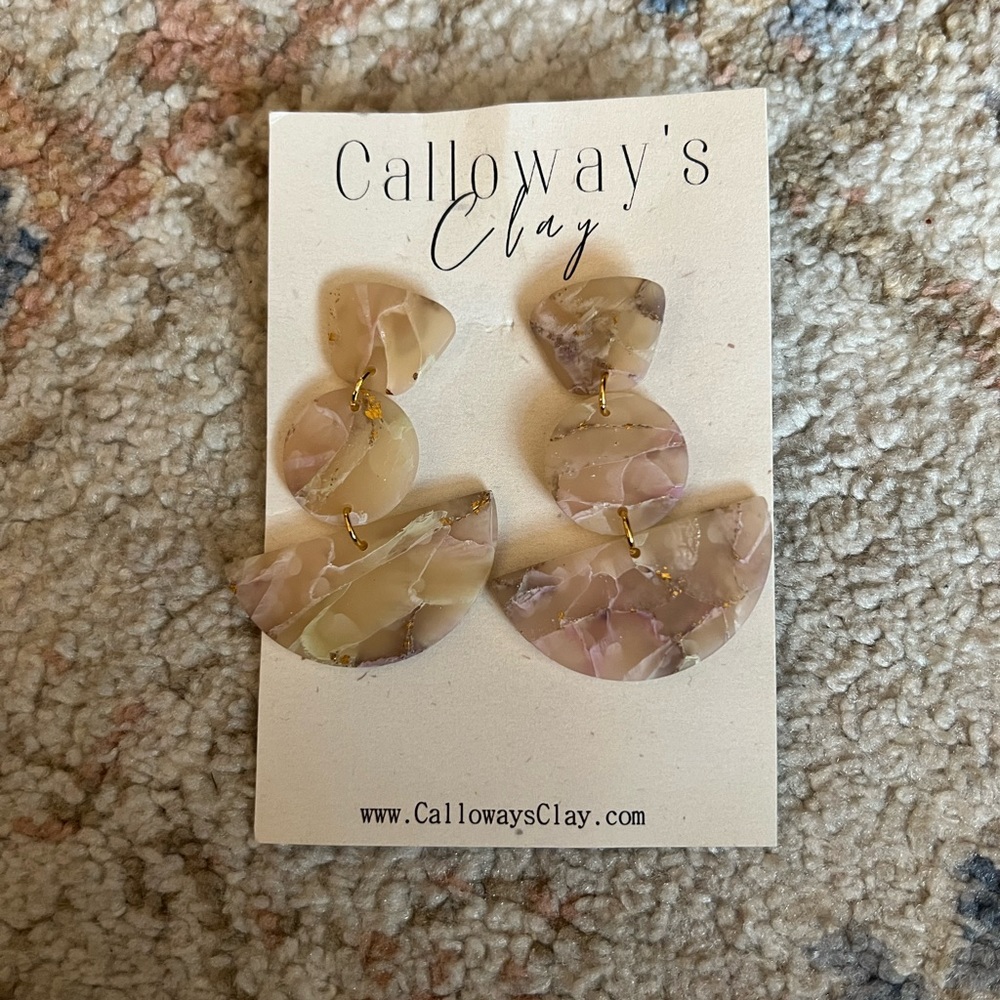 Neutral colored clay dangle earrings